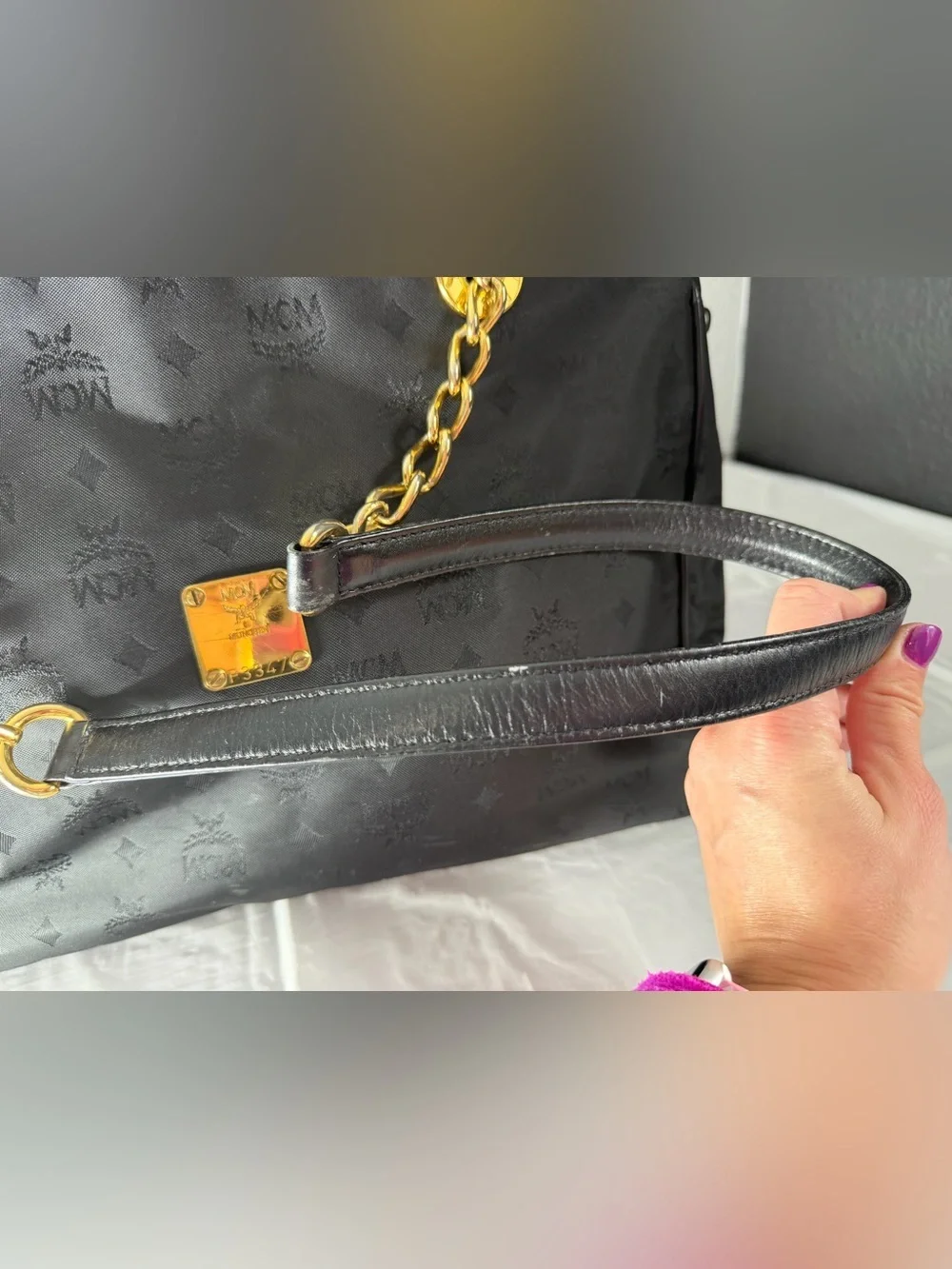 MCM large black tote bag